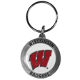 Wisconsin Badgers Carved Metal Key Chain